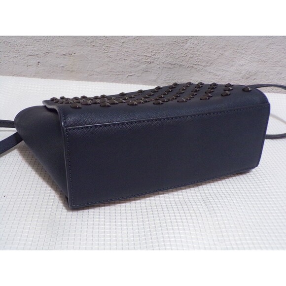Michael Kors Navy Blue Black Studs Handbag Crossbody Adj Strap - Picture 9 of 9